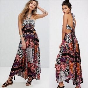 Free People California Love Floral Patchwork Bandeau Sleeveless Maxi Dress 2